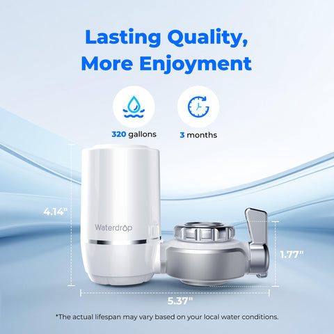 Waterdrop faucet filter with leak-proof design to prevent drips.