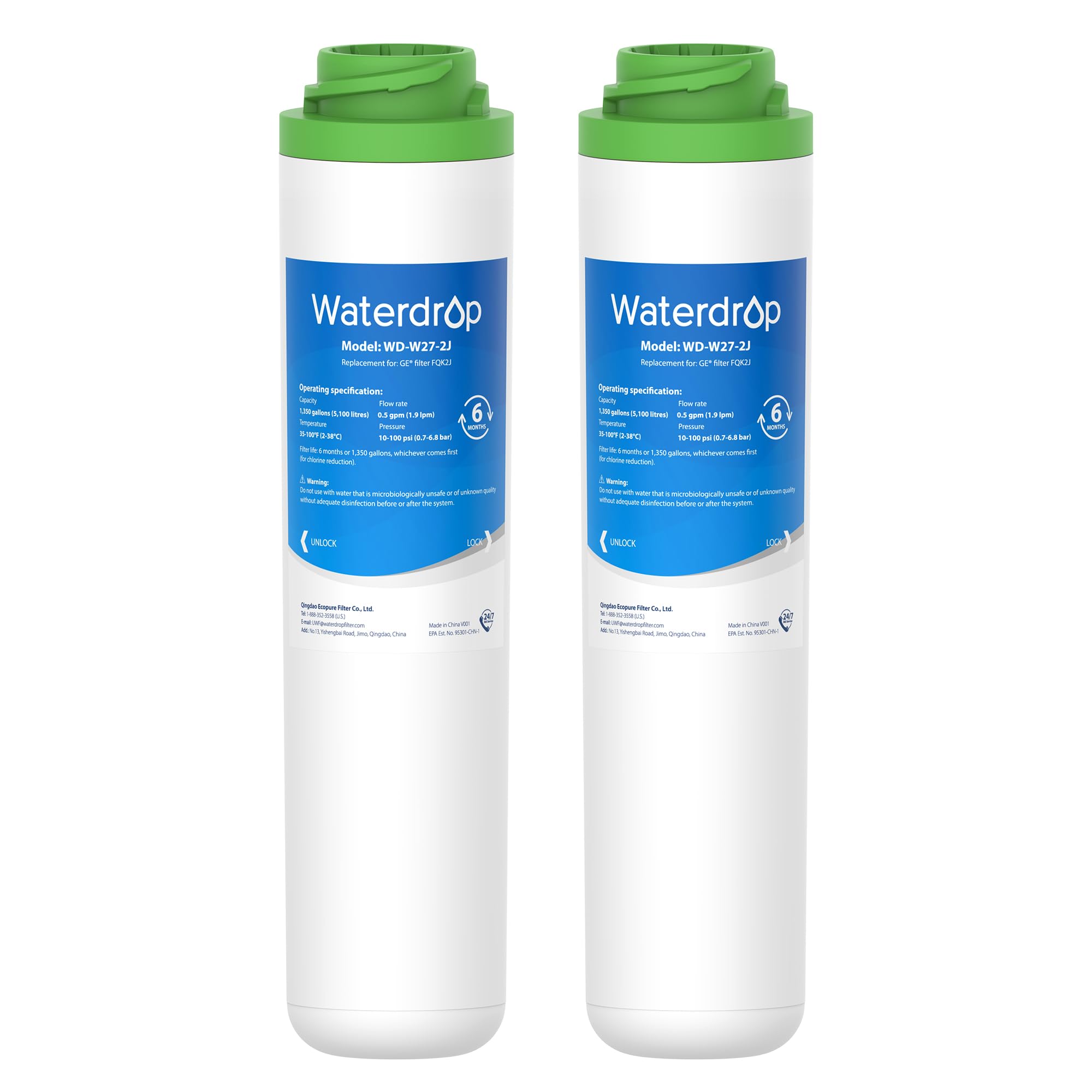 Waterdrop FQK2J under-sink filter compatibility for GE units with a leak-free fit