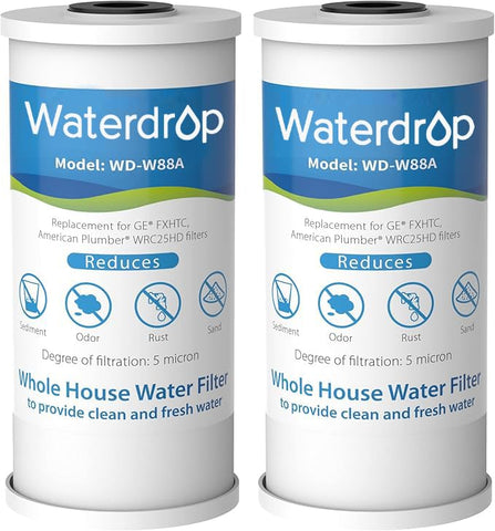 Waterdrop FXHTC 2-pack filter fits standard housings for clean, wide-flow water.