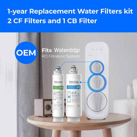 Waterdrop G3 coconut shell carbon block absorbs odors, improving taste.
