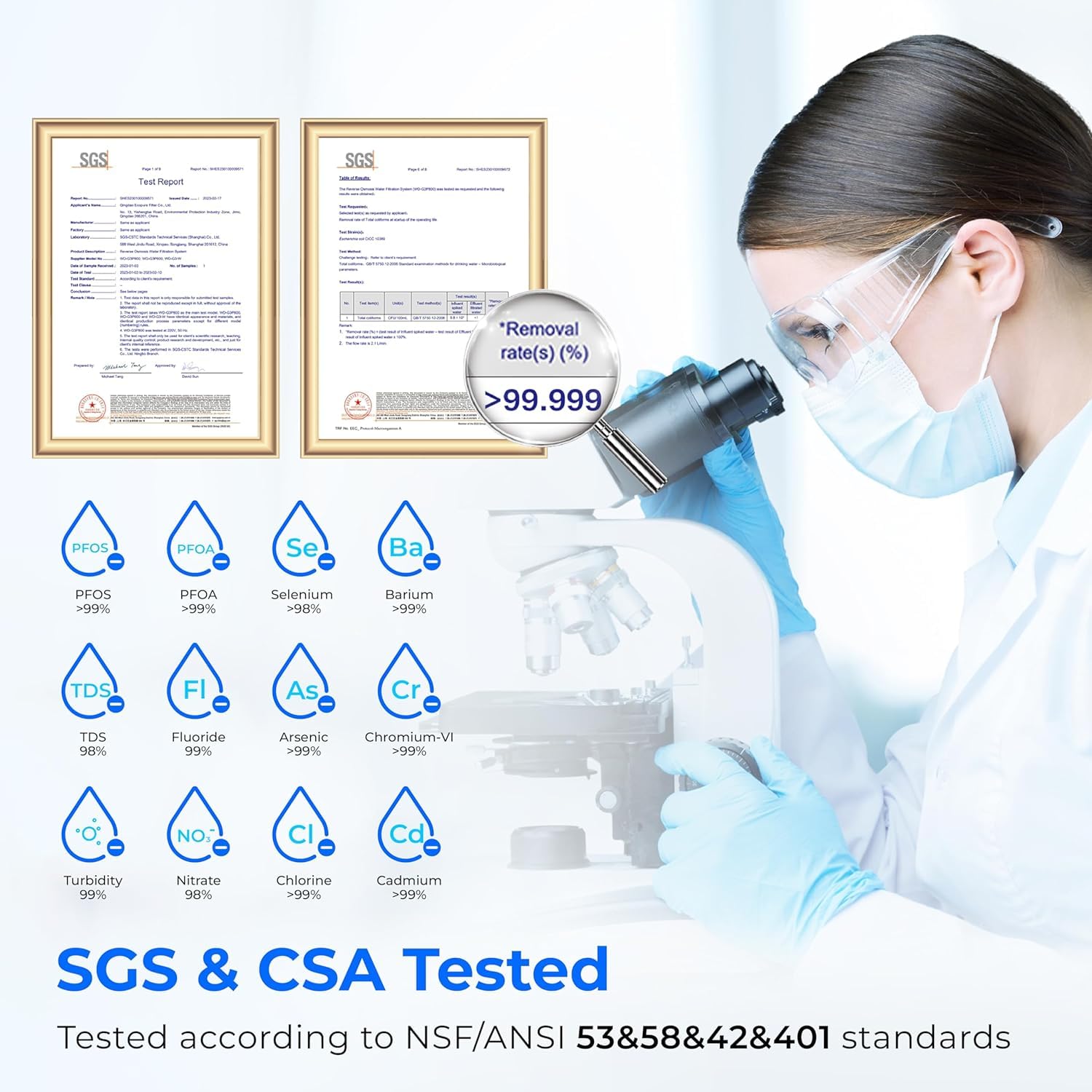 Waterdrop G3 CB filter highlights taste and odor reduction for cleaner water.