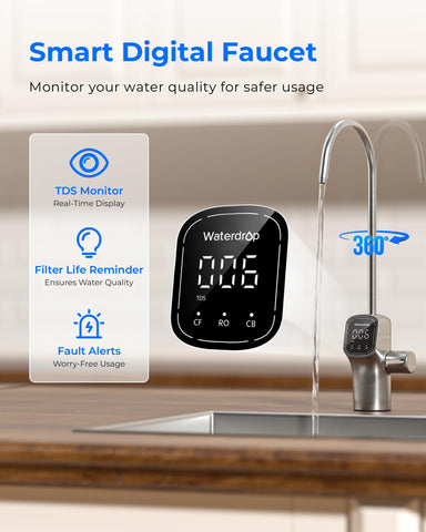 Waterdrop G3P800 safety features with lead-free materials and NSF certifications