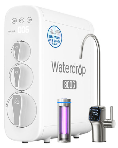 Waterdrop G3P800 system front view with compact tankless design for under-sink use