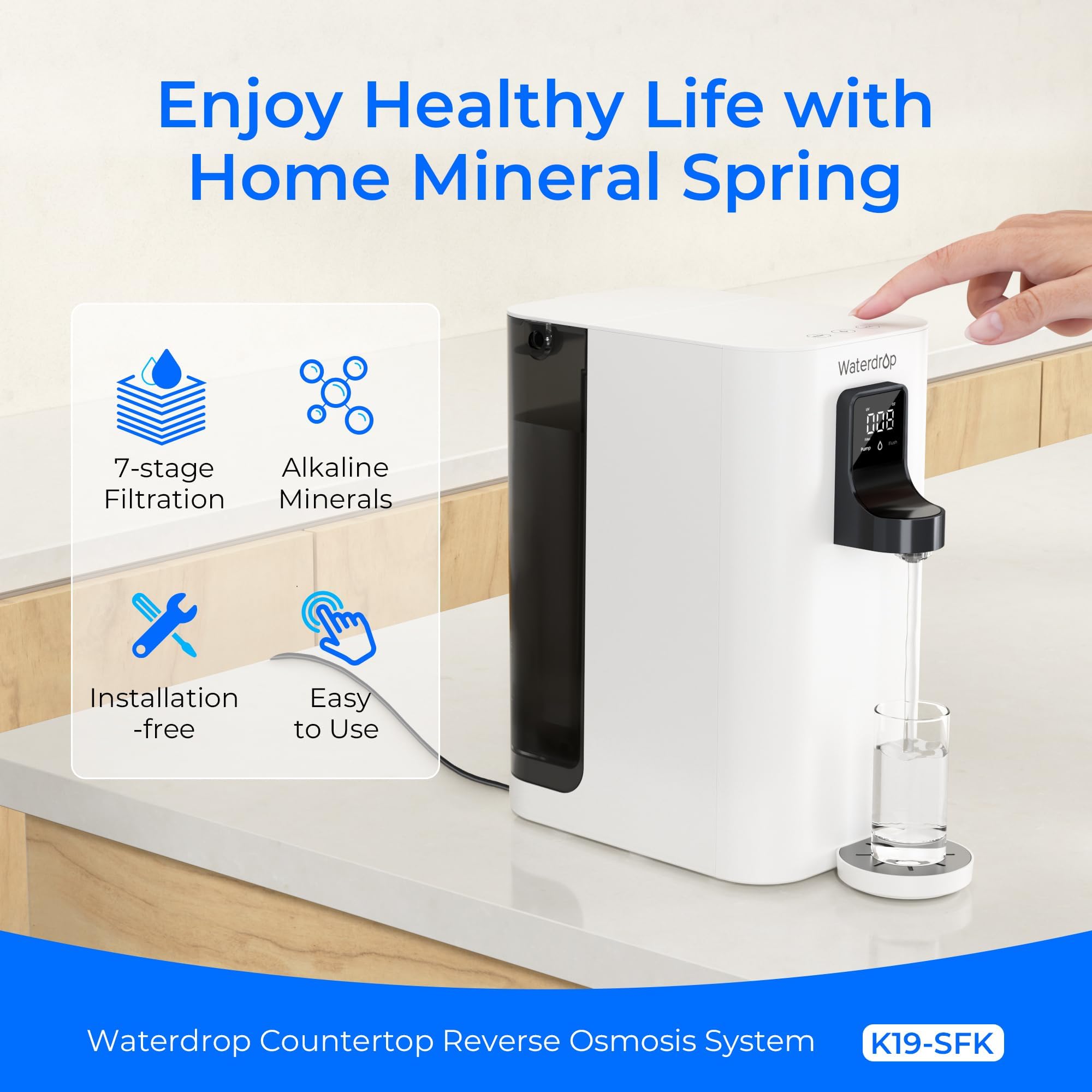 Waterdrop K19-SFK seven-stage filtration reduces contaminants while preserving minerals