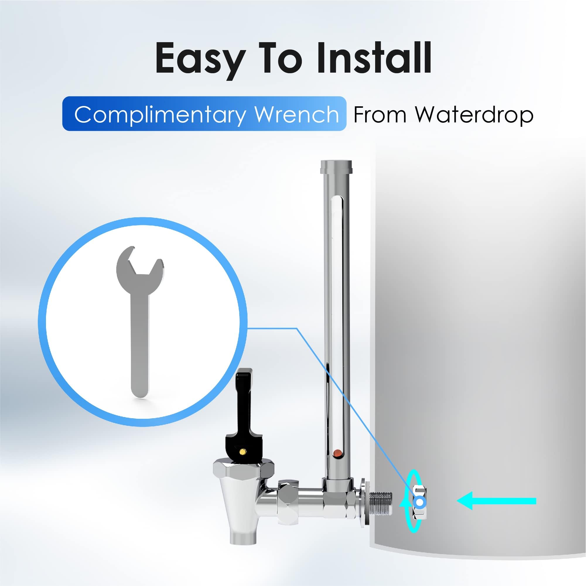 Waterdrop King Tank spigot offering clear water-level viewing.