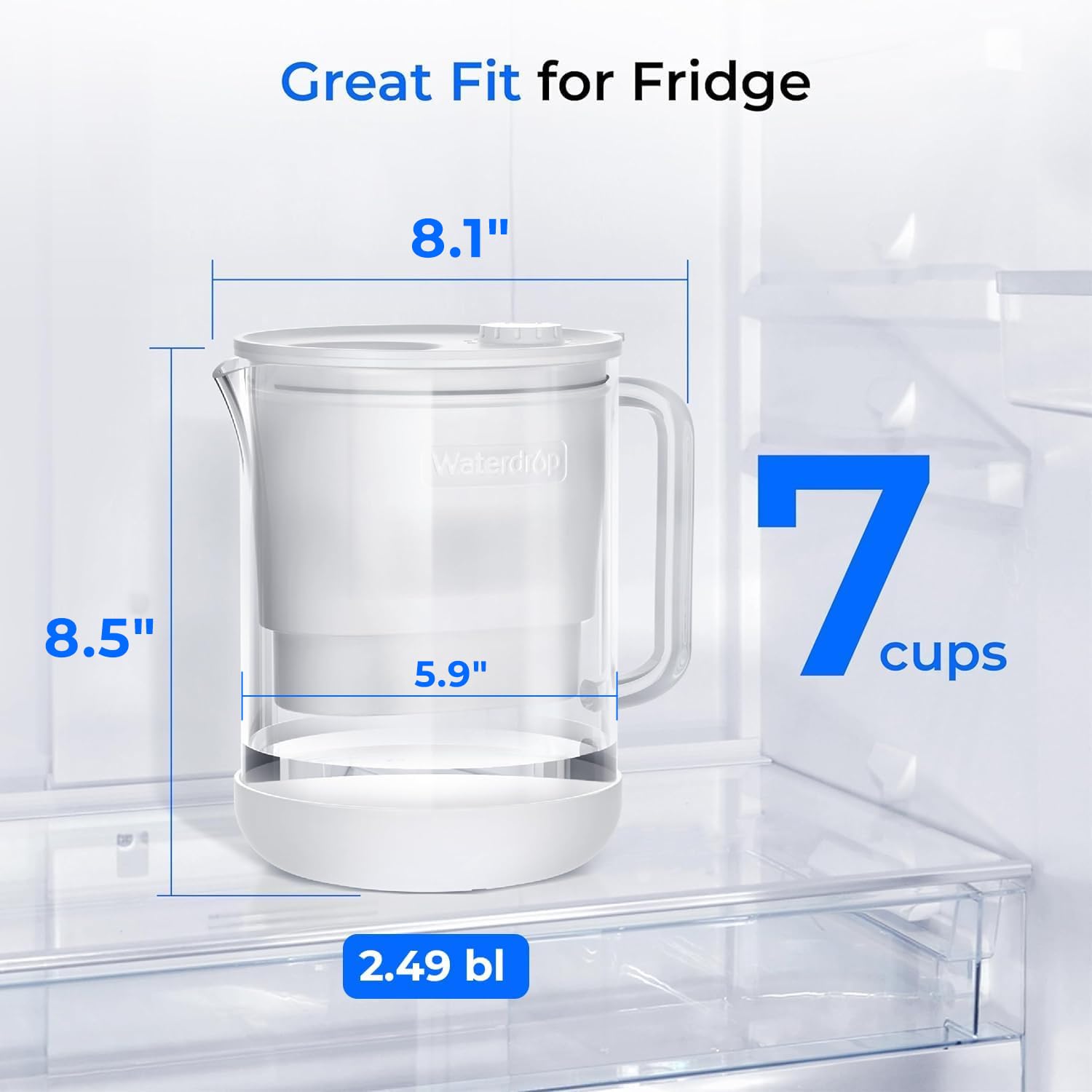 Waterdrop kitchen-use glass pitcher ideal for everyday hydration