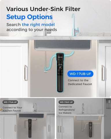 Waterdrop push-to-connect fittings enable quick, tool-free installation.
