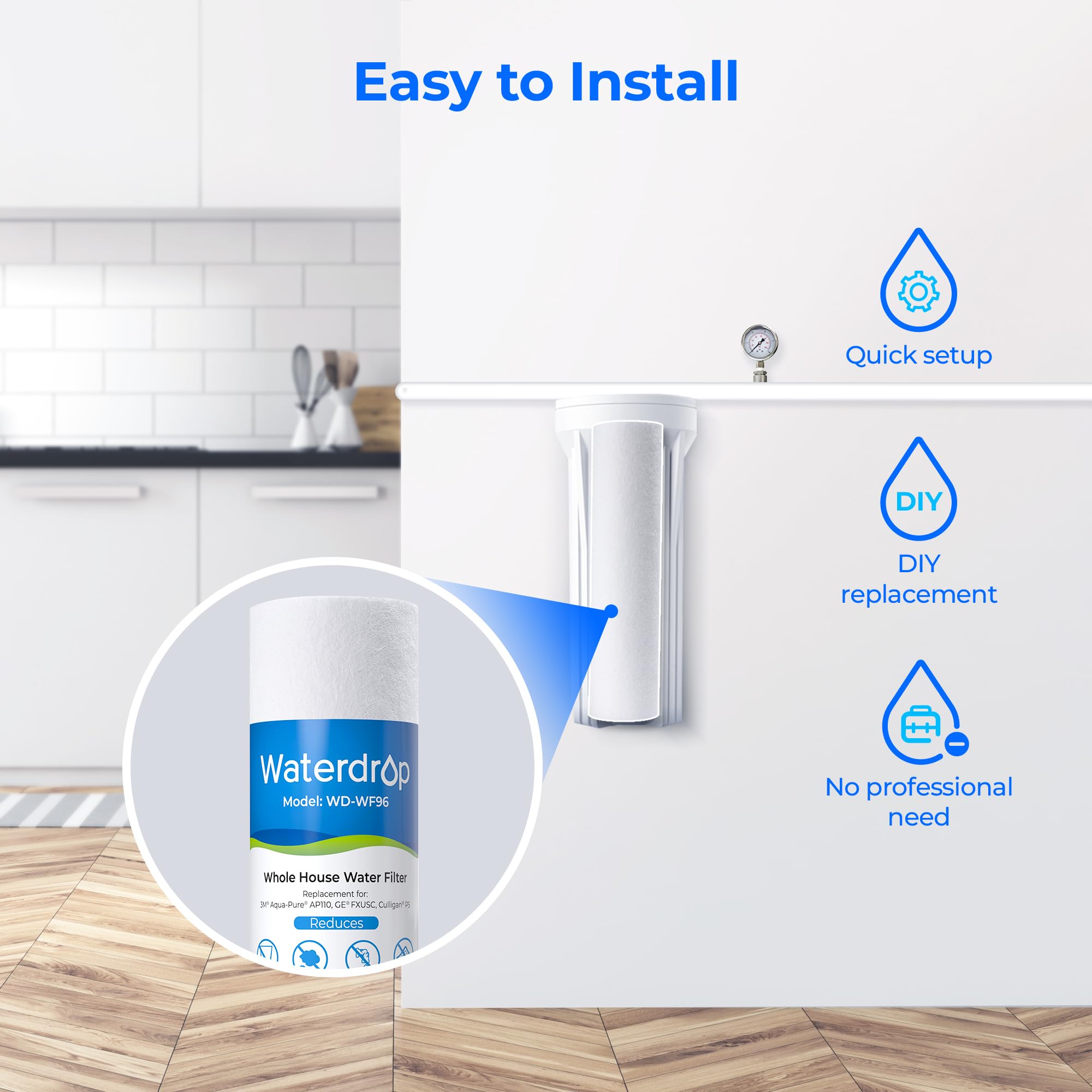 Waterdrop replacement cycle guidance of 6 months or 13k gallons.