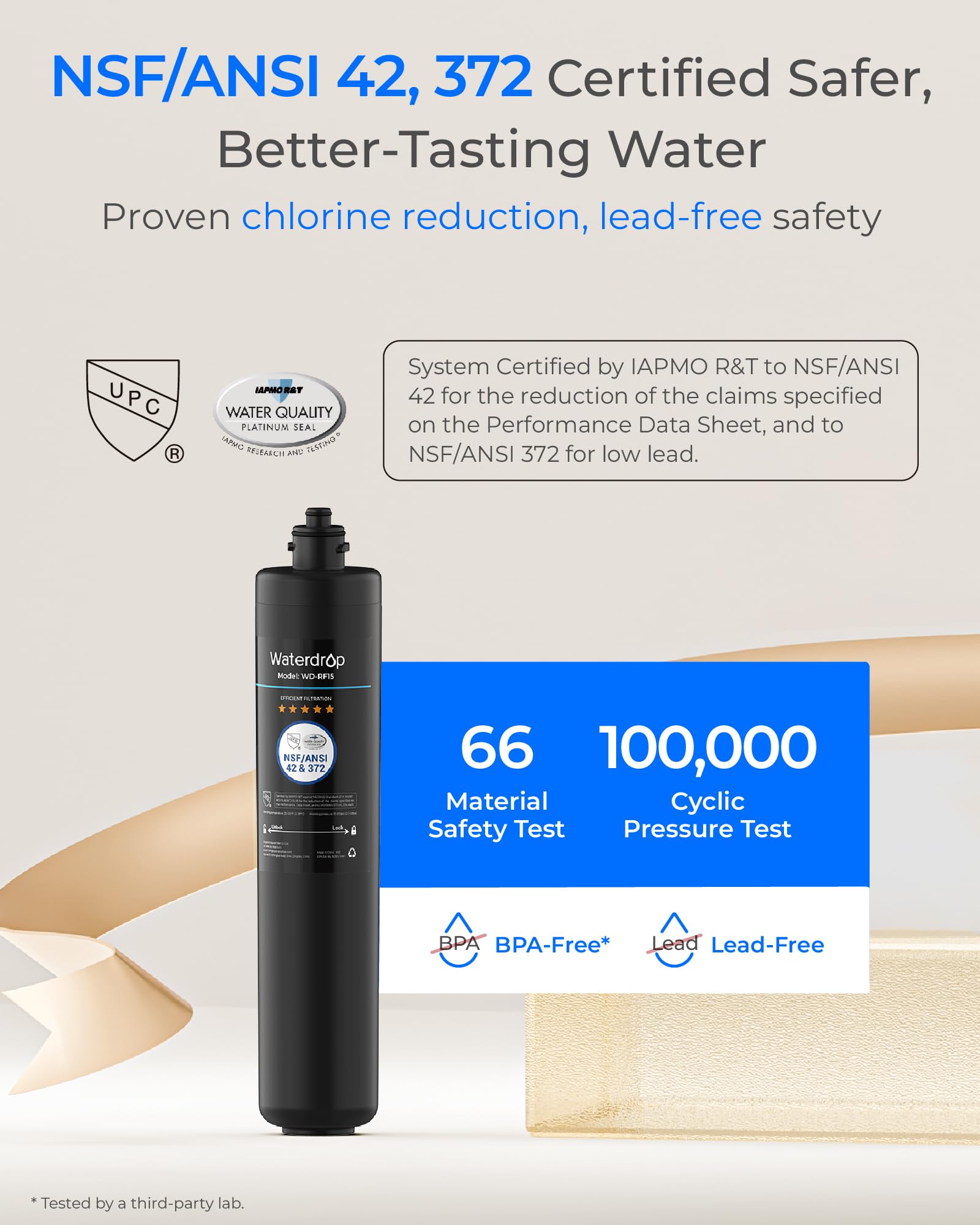 Waterdrop RF15 reduces PFOA/PFOS, PFAS and lead for cleaner tap water.