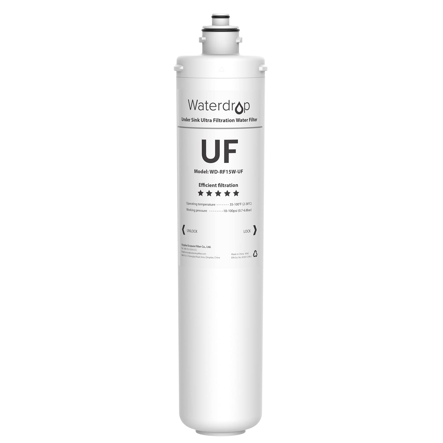Waterdrop RF15W-UF undersink filter with 0.01 micron filtration for cleaner-tasting water.