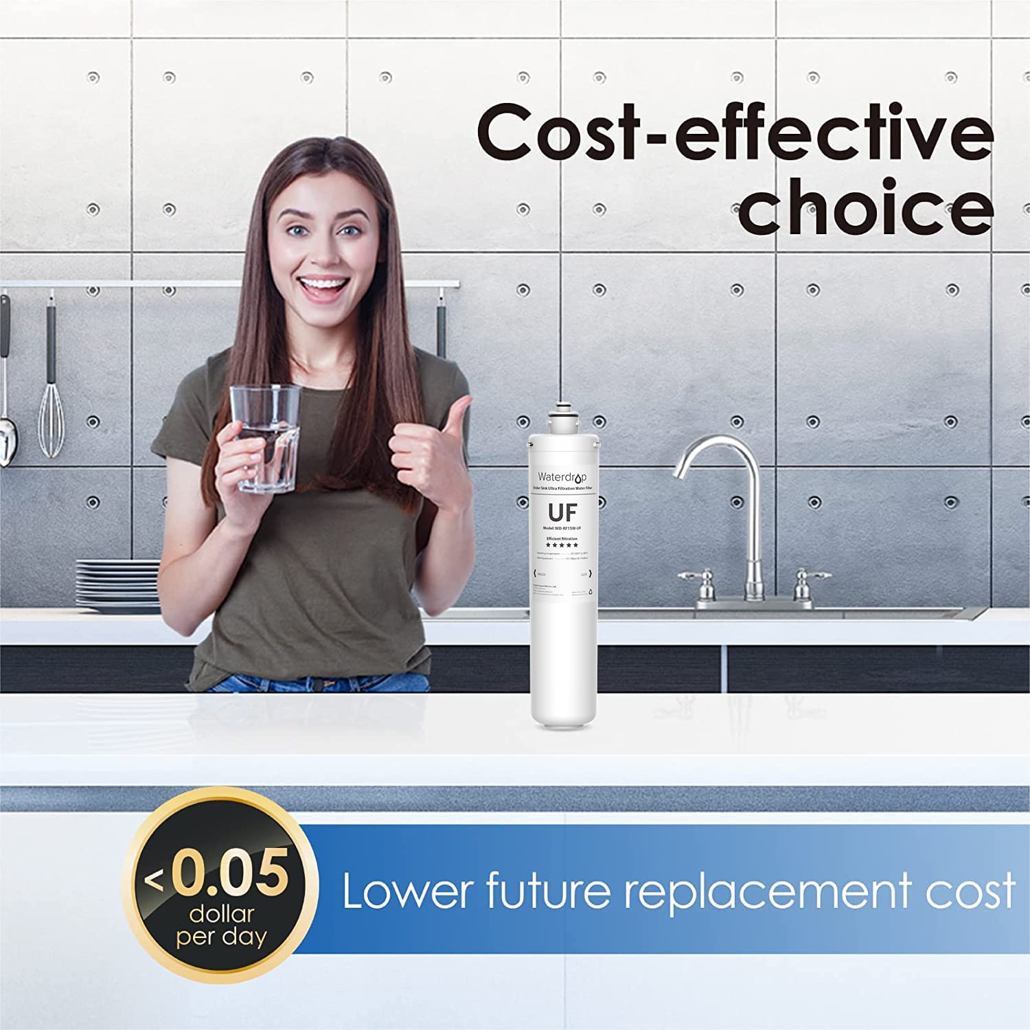 Waterdrop RF15W-UF multistage filtration removes metals, sediment, and impurities.