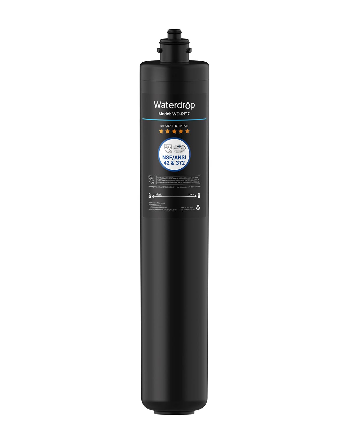 Waterdrop RF17 undersink filter assembly ready for quick installation, showing practical use.