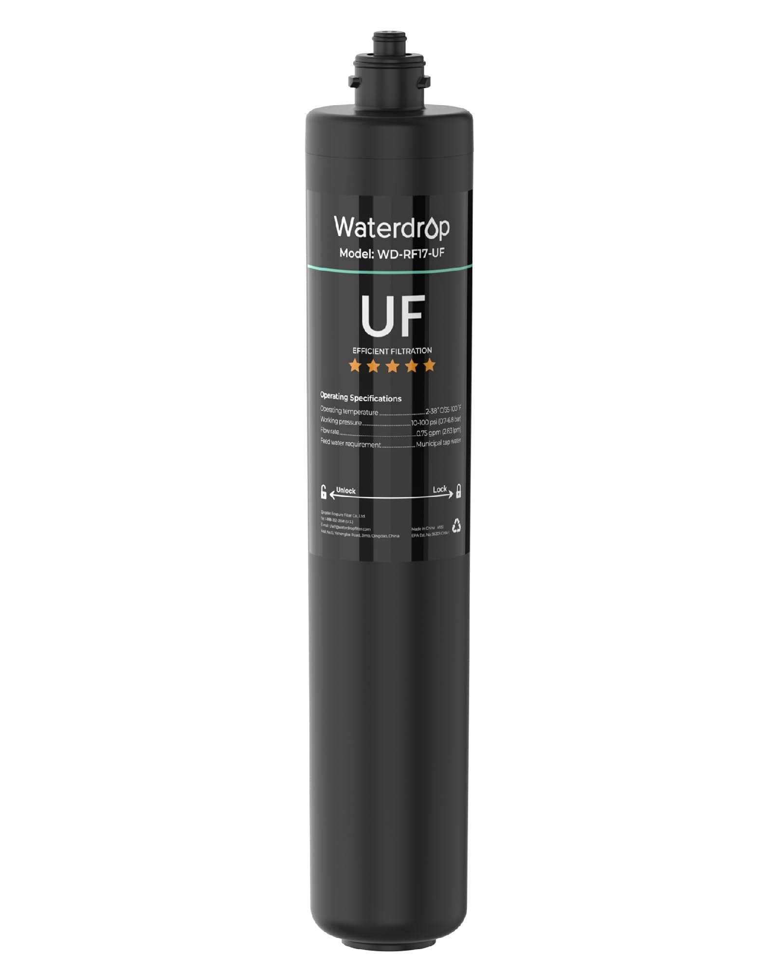Waterdrop RF17-UF under-sink filter front view for clean, crisp-tasting tap water.