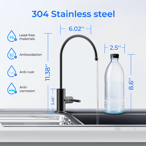 Waterdrop RO faucet with 360-degree swivel for flexible water access.