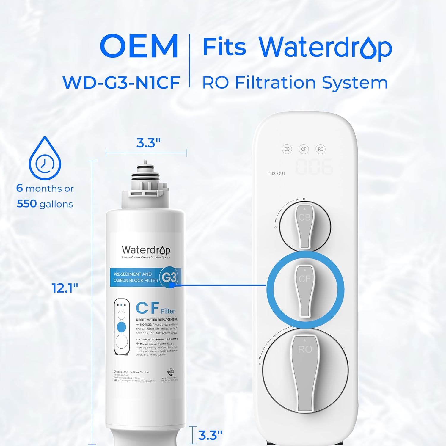 Waterdrop RO membrane close-up reveals high-precision purification.