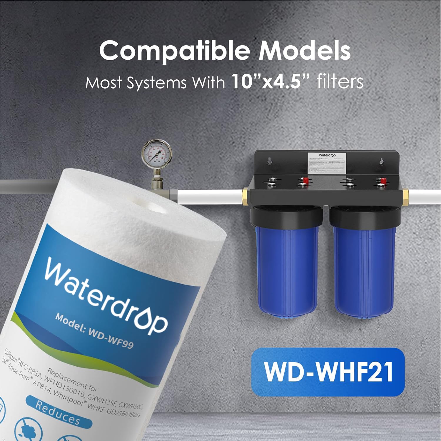 Waterdrop side profile shows compact footprint for tight spaces