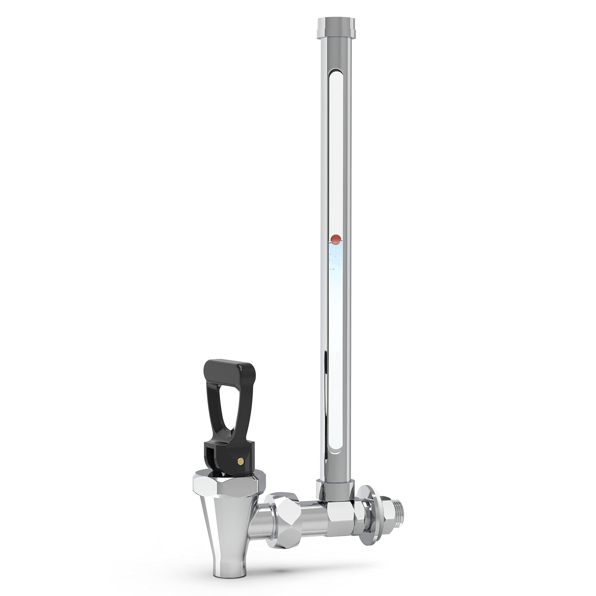 Waterdrop sight glass spigot with clear view of water level.