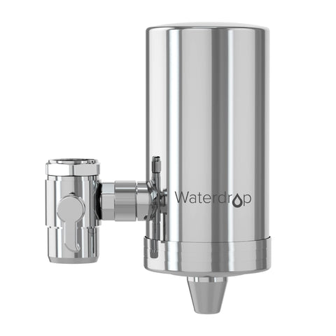 Waterdrop sink faucet filter with 360° rotating spout for easy access.