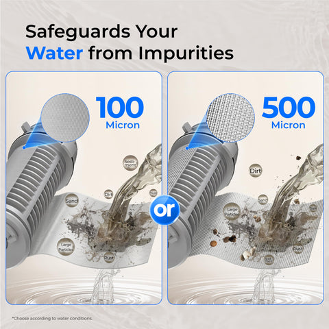 Waterdrop Spin Down with 100 micron and 500 micron mesh options for changing water quality.