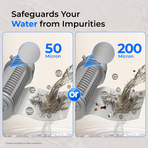 Waterdrop Spin Down Sediment Filter 50μm mesh captures finer particles