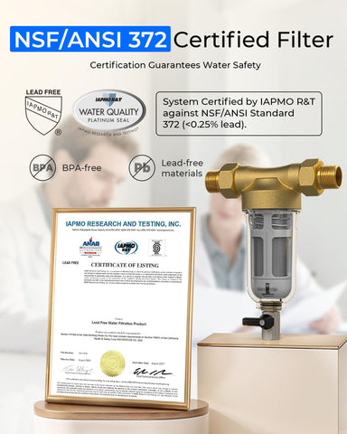 Waterdrop Spin Down Sediment Filter housing detail; BPA-free PA12 construction.