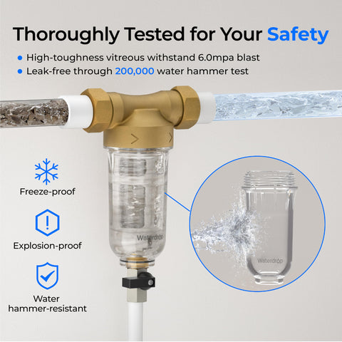 Waterdrop Spin Down NSF372-certified components support safe household water.
