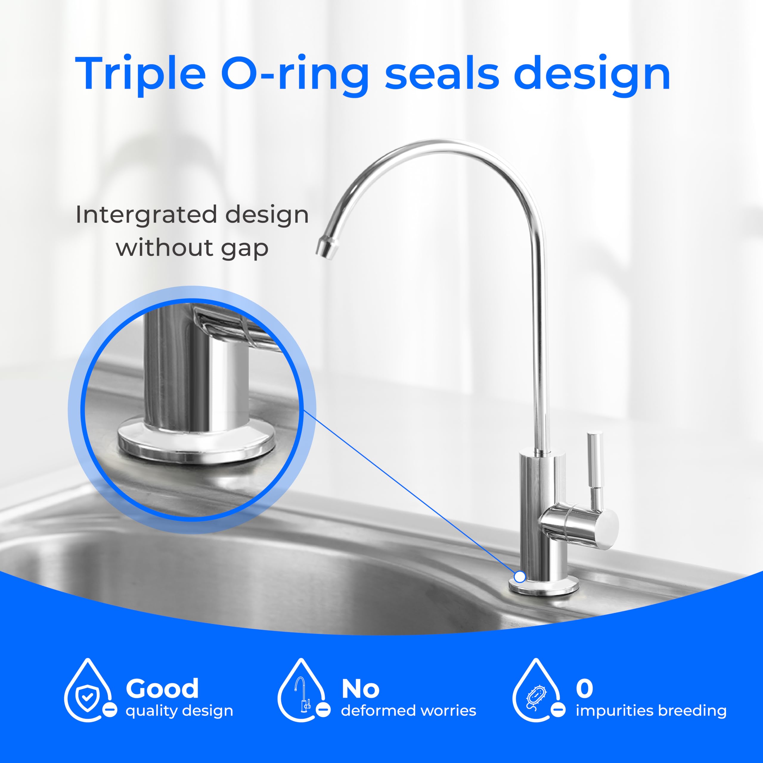 Waterdrop stainless steel lead-free faucet resists rust and tarnish