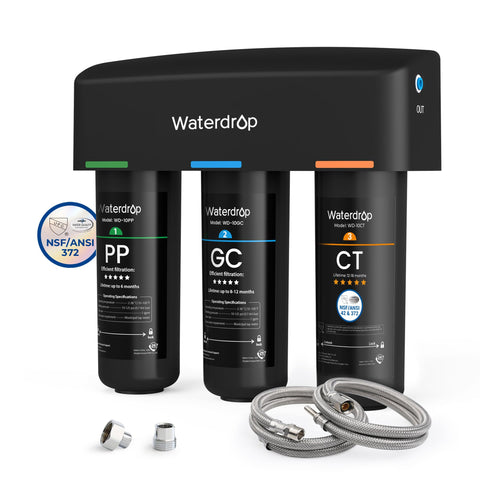 Waterdrop TSA under-sink filter system close-up of the 8-layer housing for clean taste