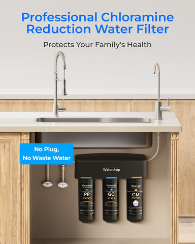 Waterdrop catalytic carbon block reduces chloramine in CA, FL, and DC water