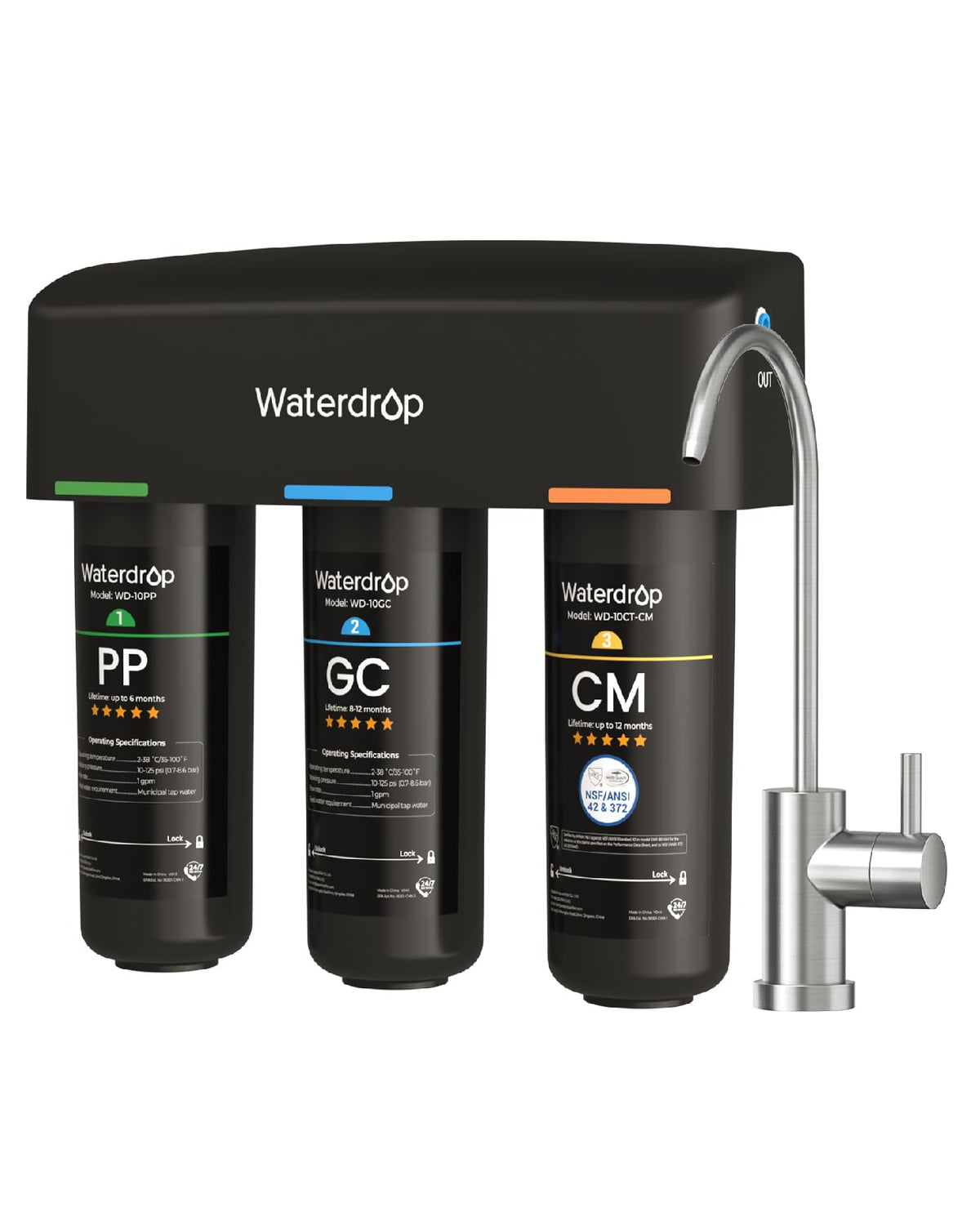 Waterdrop TSB-CM under-sink filter with faucet for clean municipal water