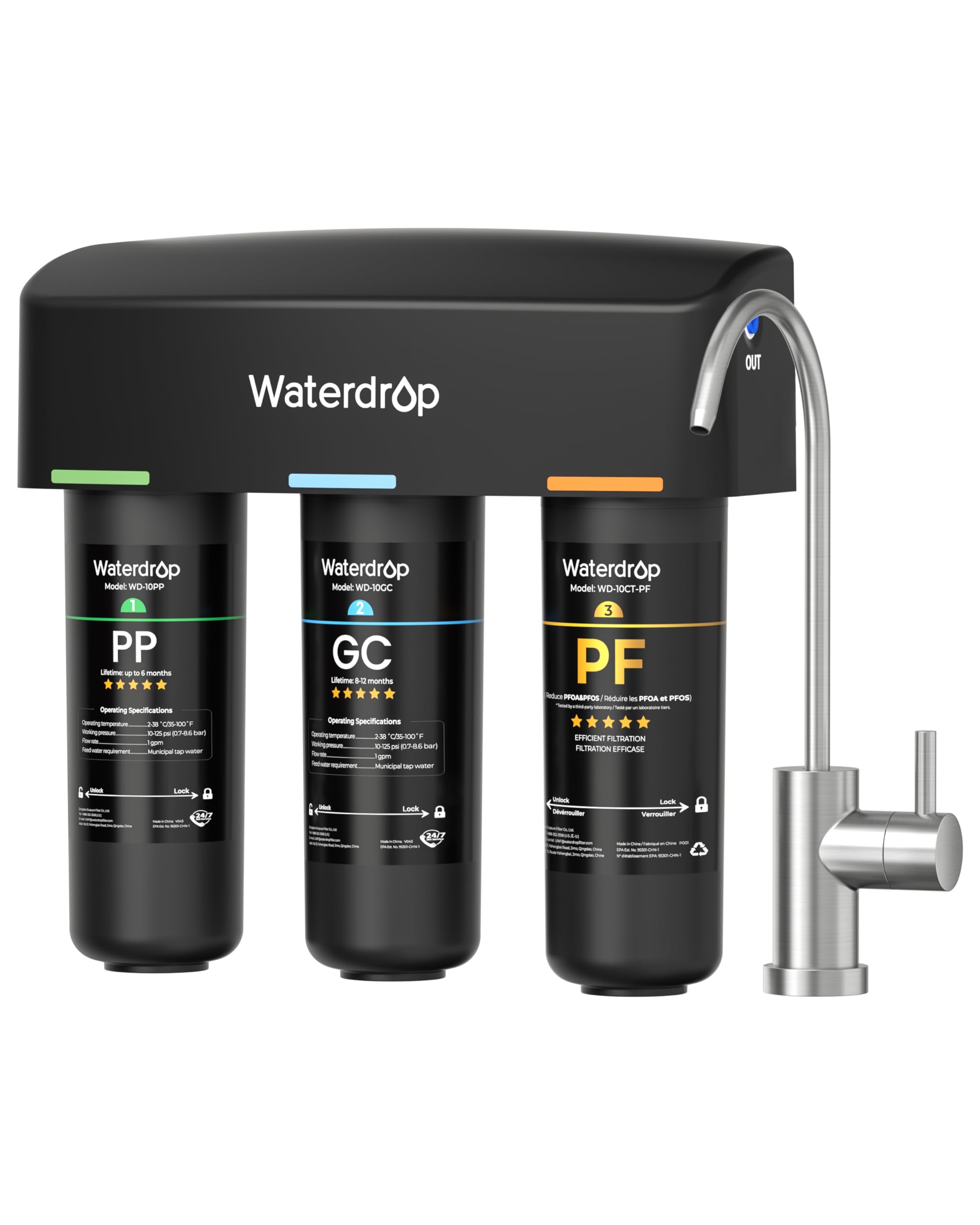 Waterdrop TSB-PF under-sink filter unit delivers compact, clean water under your kitchen sink.