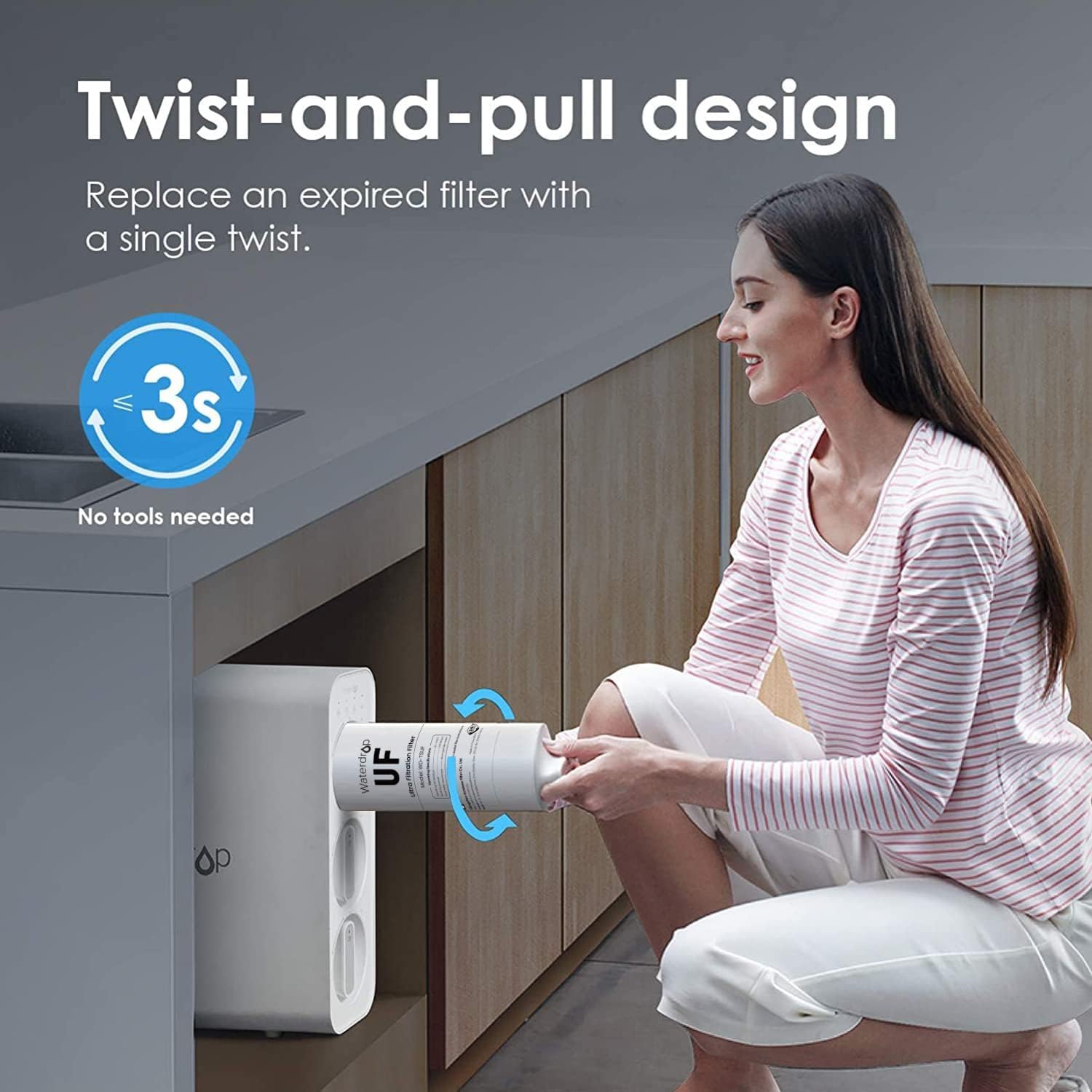 Waterdrop TSUF professional materials ensure reliable filtration quality.