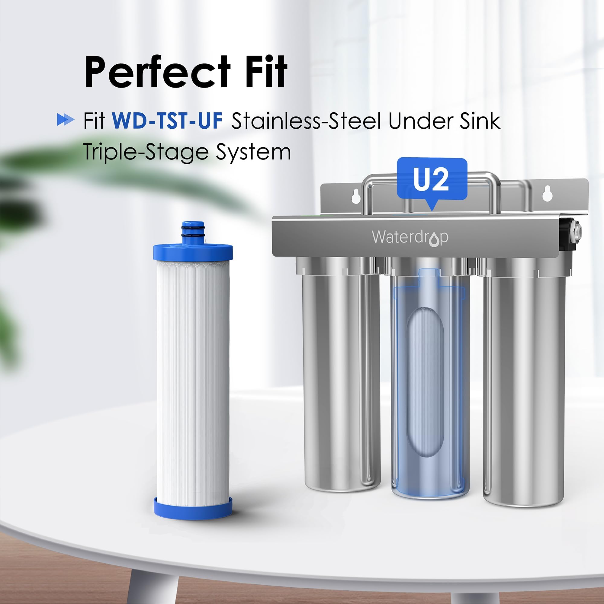 Waterdrop U2 housing removal demonstrates easy replacement process.