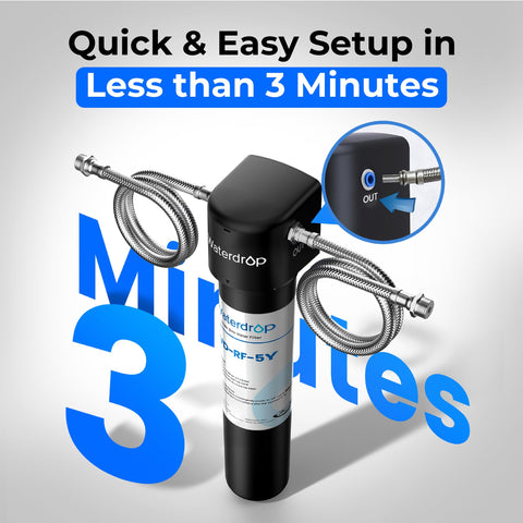 Waterdrop UA-5Y connected to kitchen faucet for direct filtered water