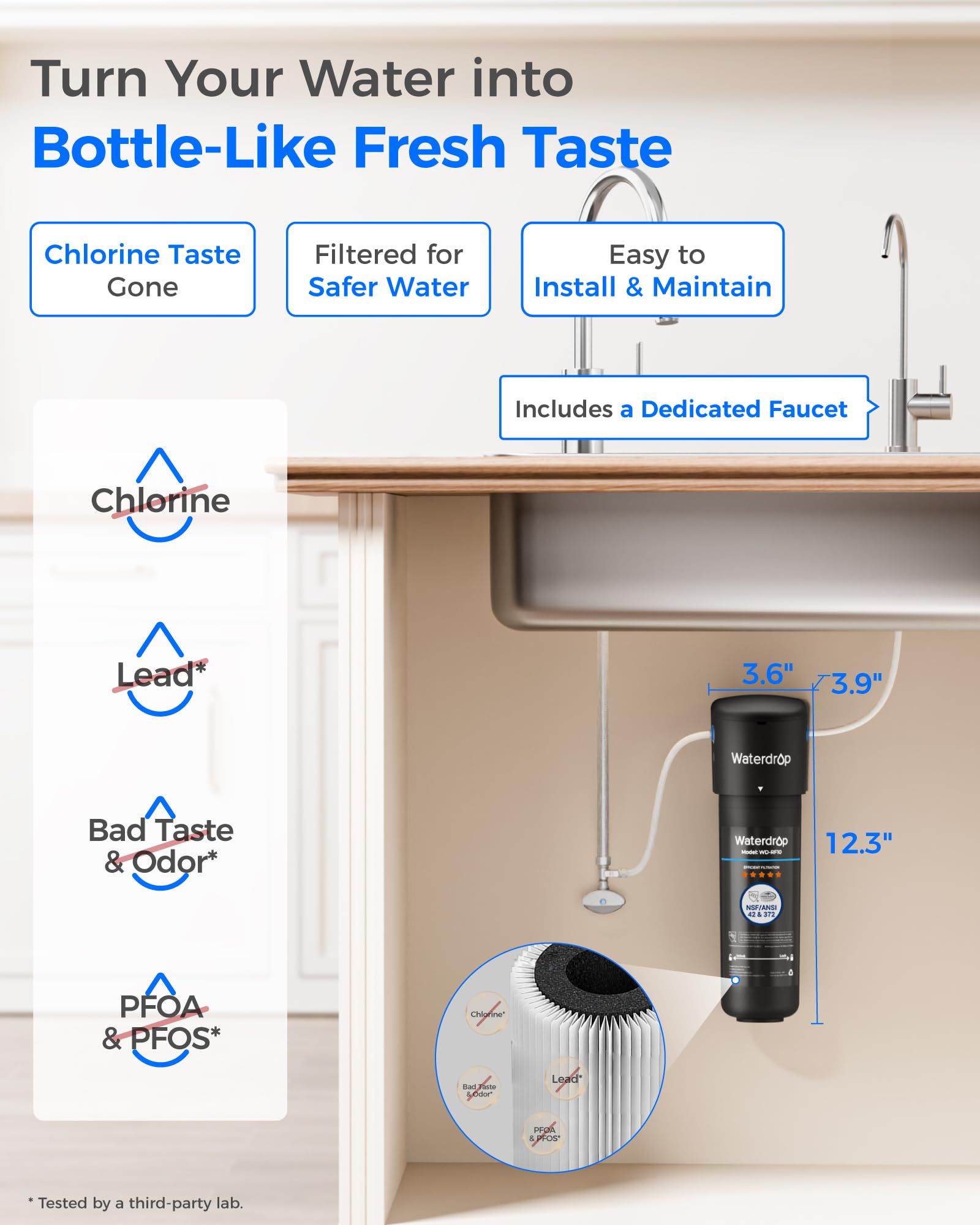 Waterdrop under-sink filter with premium lead-free faucet