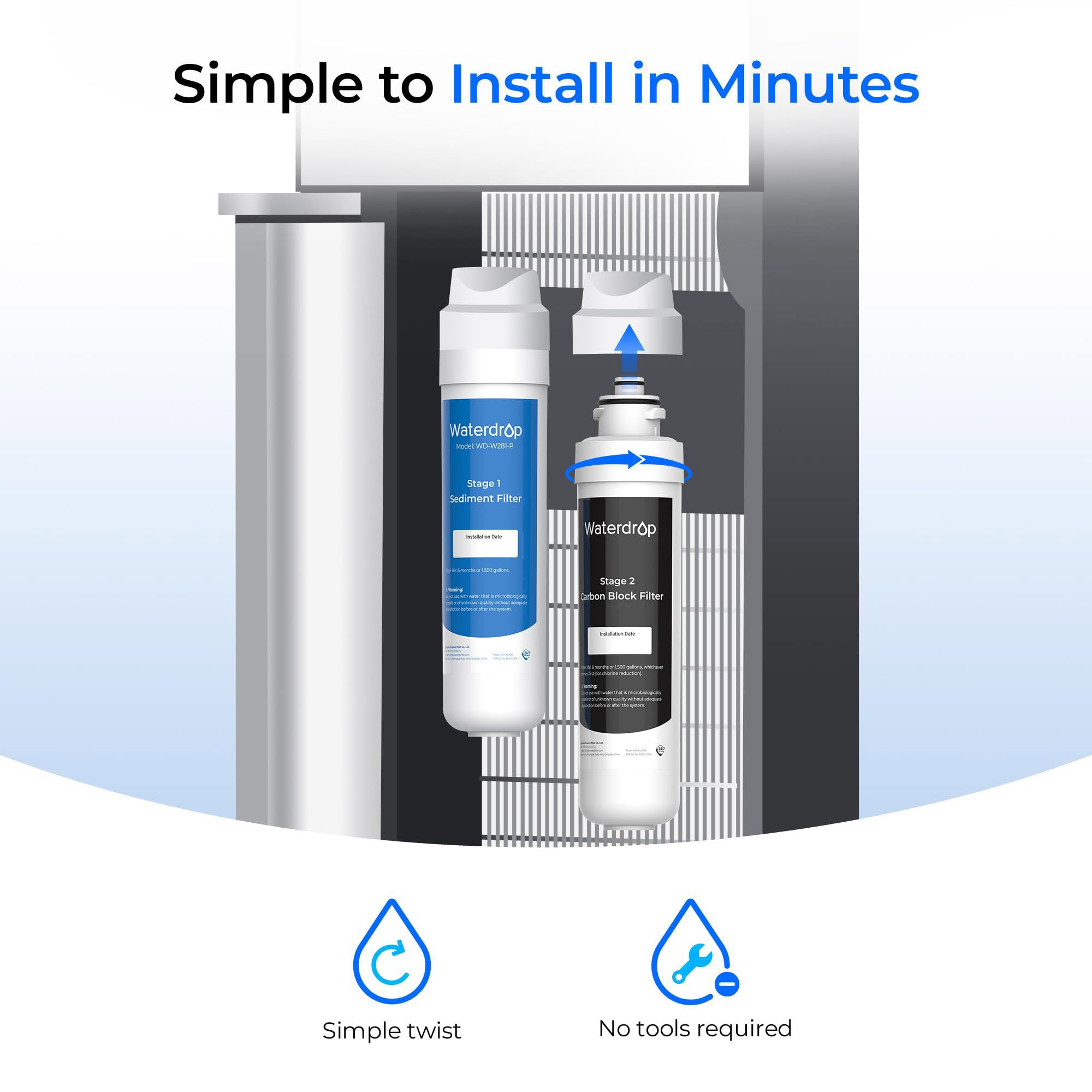 Waterdrop W281 reduces chlorine and odor for crisper beverages.