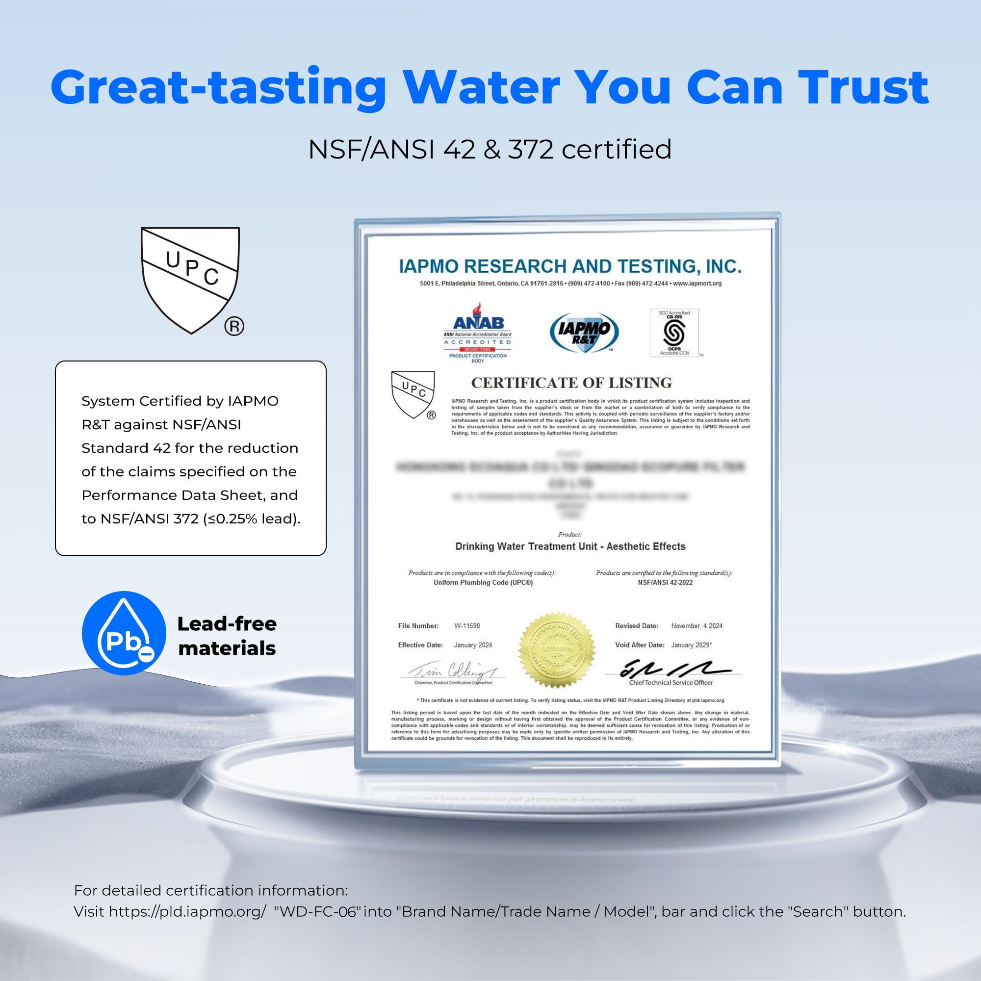 Waterdrop water flow at 0.5 gpm delivers quick pours without waiting.