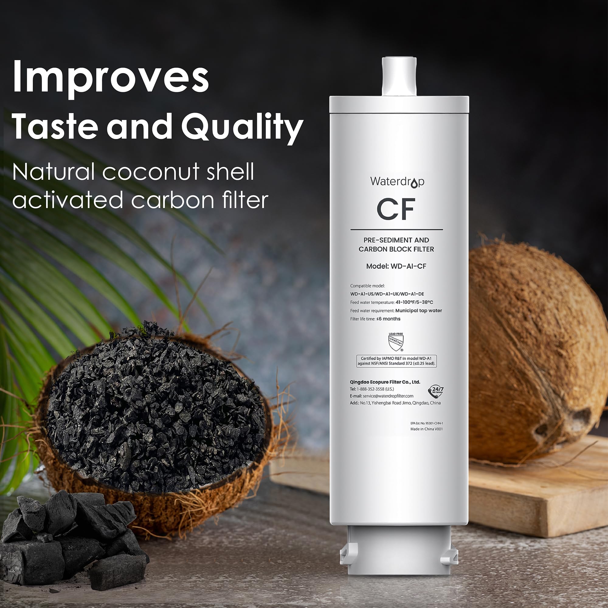 Waterdrop WD-A1 CF Filter compatibility with WD-A1 countertop RO system.