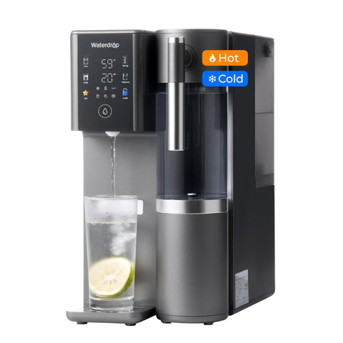 Waterdrop WD-A2 countertop RO system delivering hot and cold water instantly