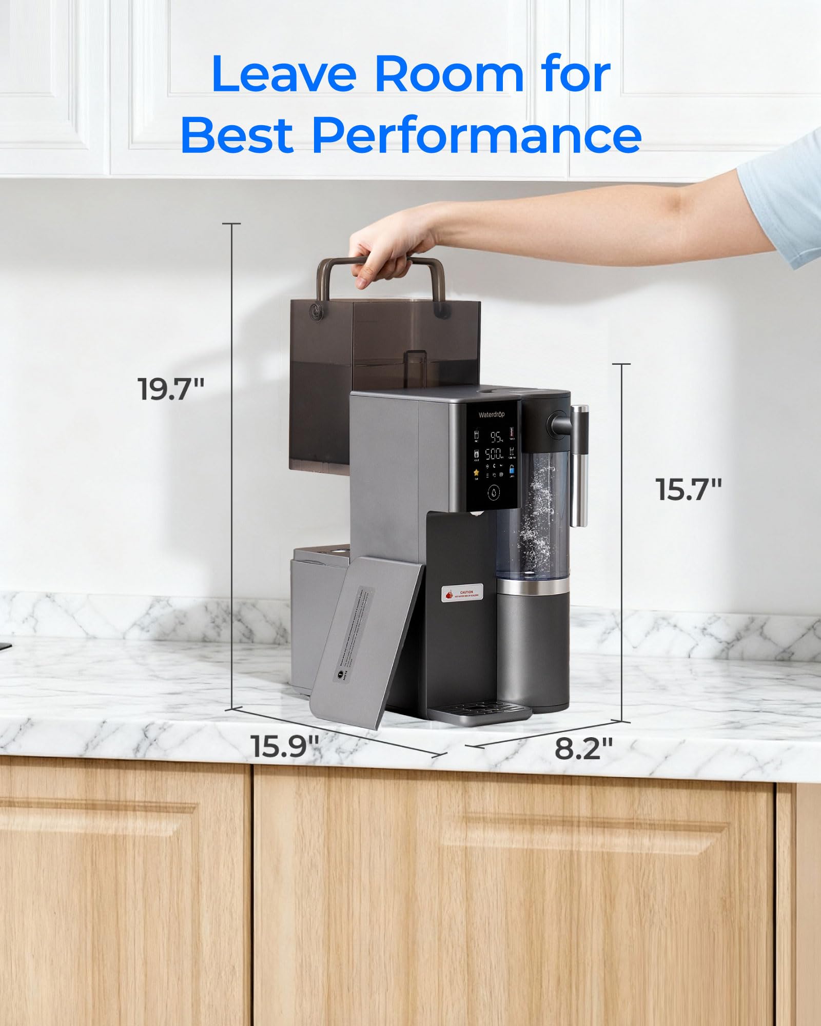 Waterdrop WD-A2 touch control screen for easy temperature and volume settings