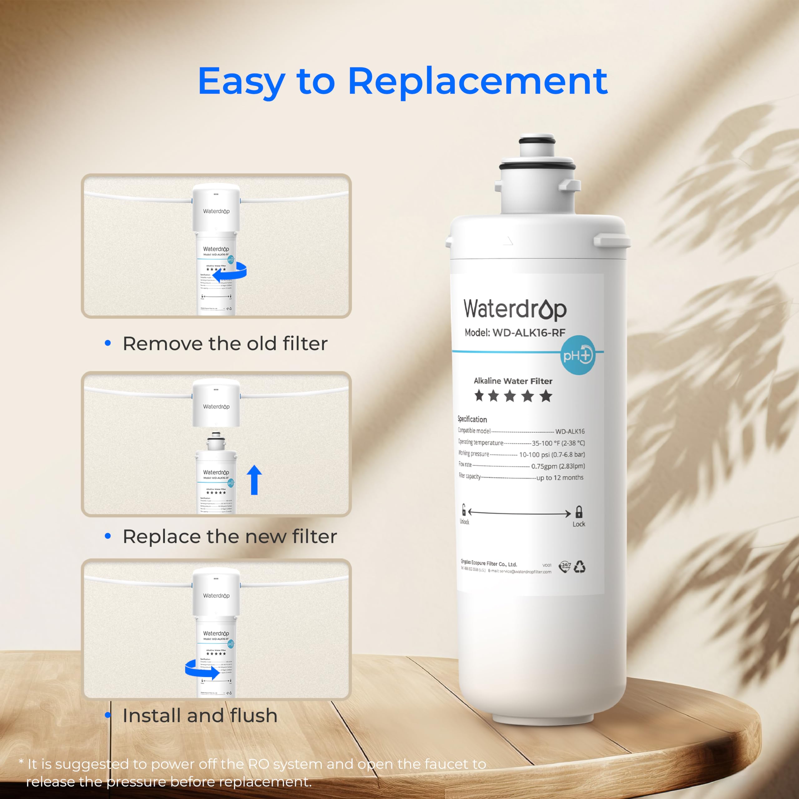 Easy RO upgrade with Waterdrop WD-ALK16-RF mineralized filtration.