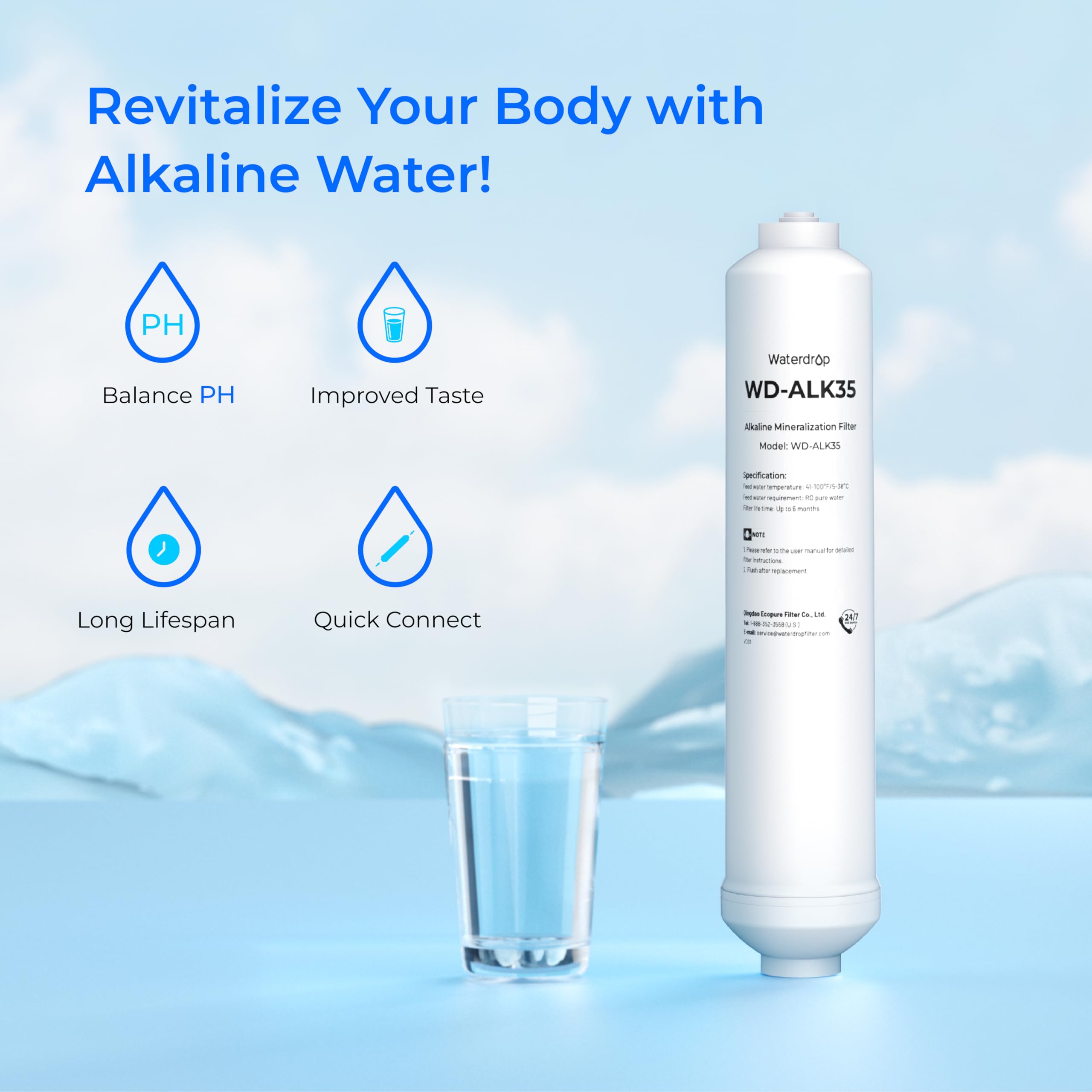 WD-ALK35 installed under sink for convenient alkaline water access
