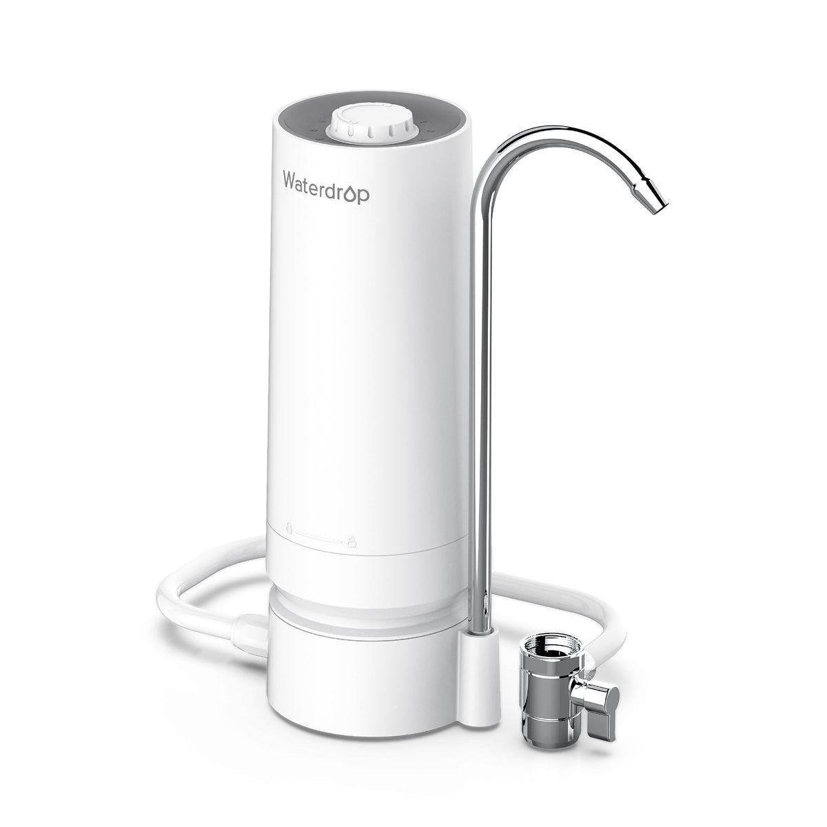 Waterdrop WD-CTF-05 countertop water filter setup attached to a standard faucet for clean water.