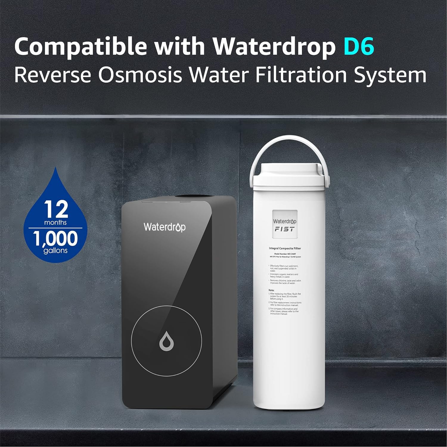 WD-D6RF filter close-up highlighting 6-stage filtration