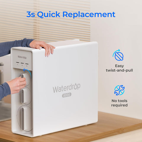 Waterdrop WD-F1G certification badge image reflects IAPMO and SGS testing.