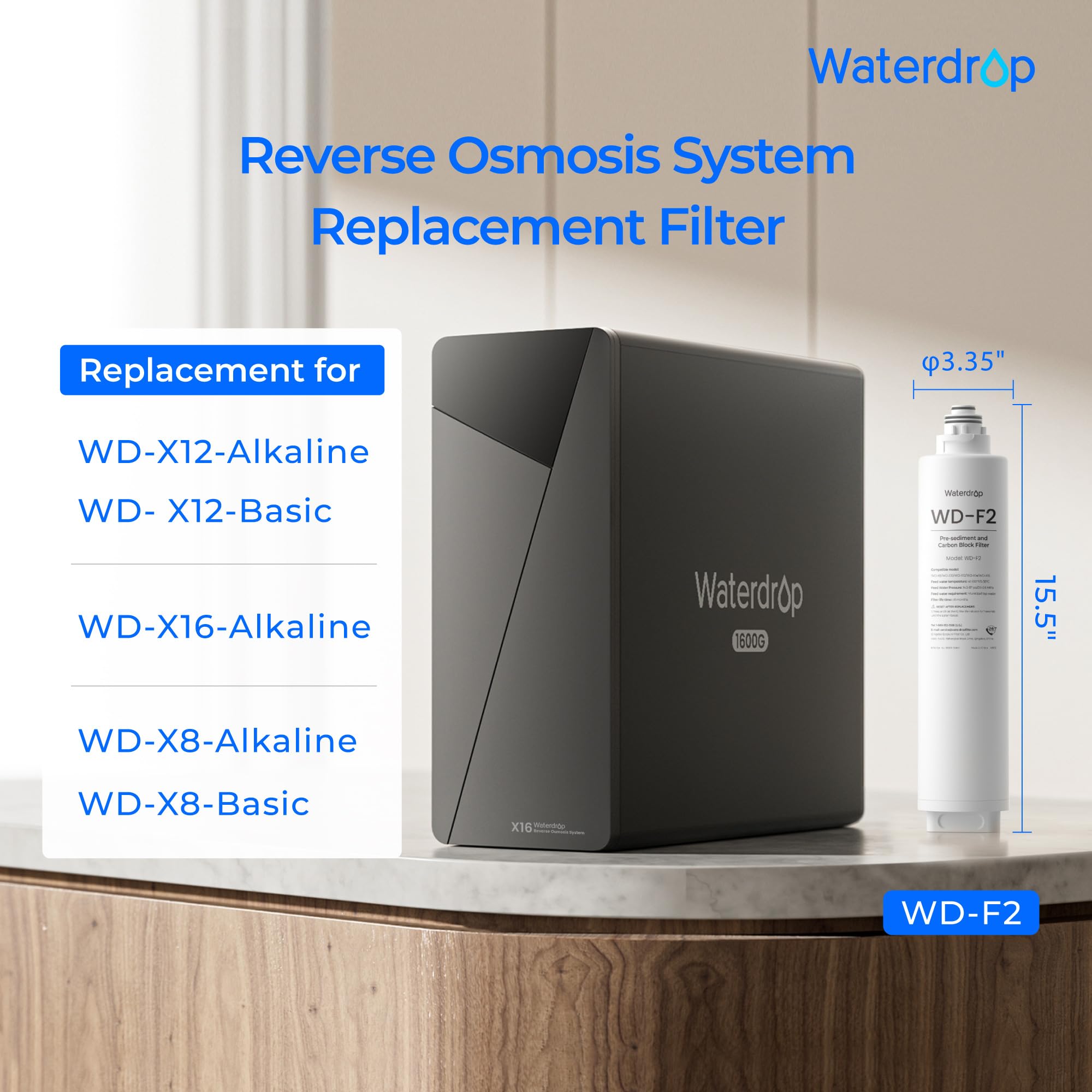 WD-F2 filter compatible with WD-X12 enhances taste and reduces impurities.