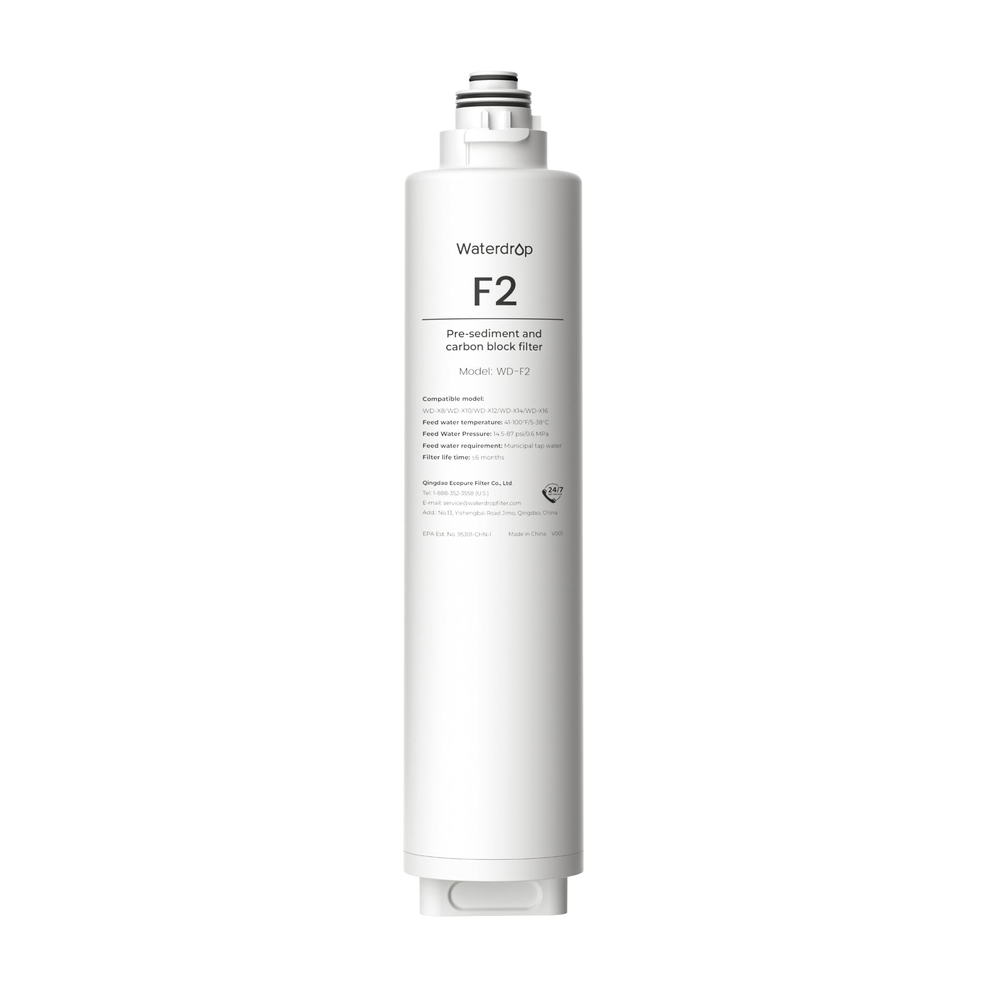 Waterdrop WD-F2 filter compatible with WD-X8 for clean kitchen water.