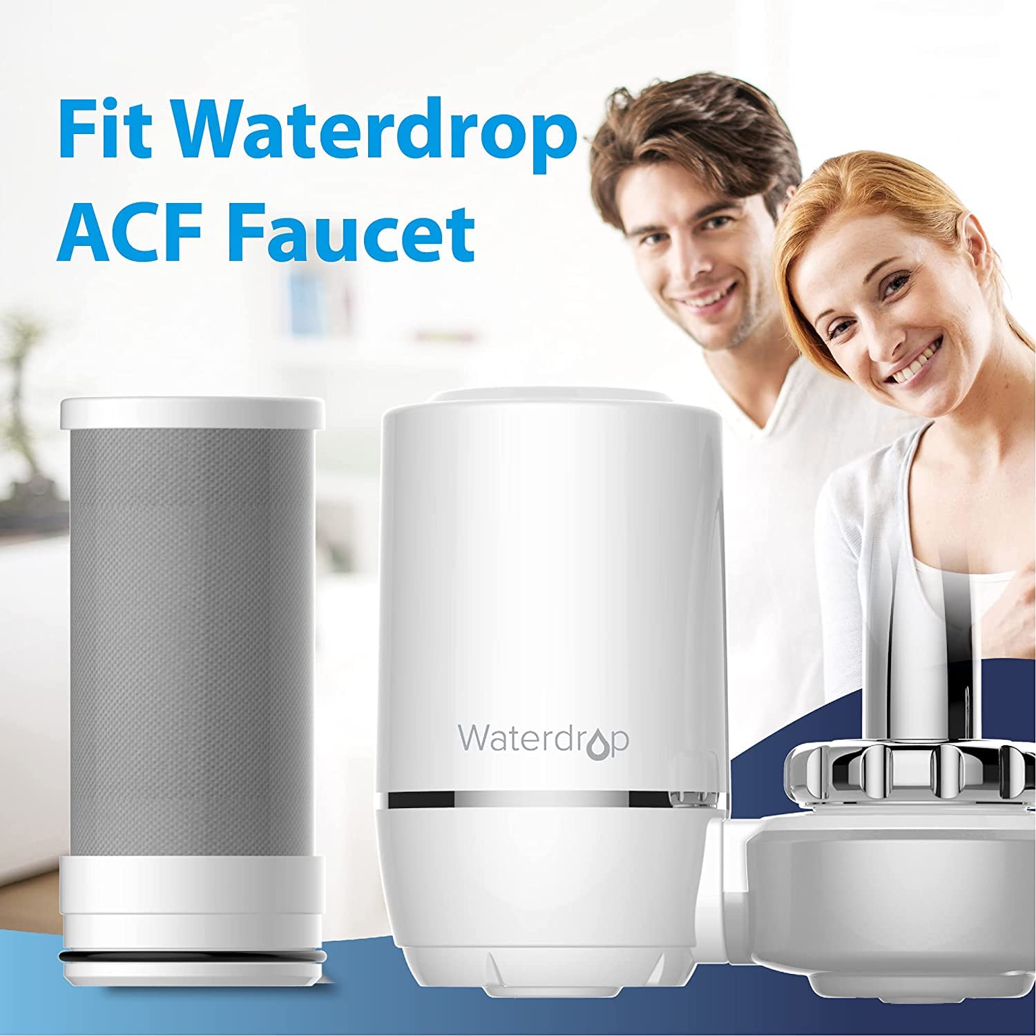 Waterdrop WD-FF-01A faucet attachment demonstrates quick cartridge replacement