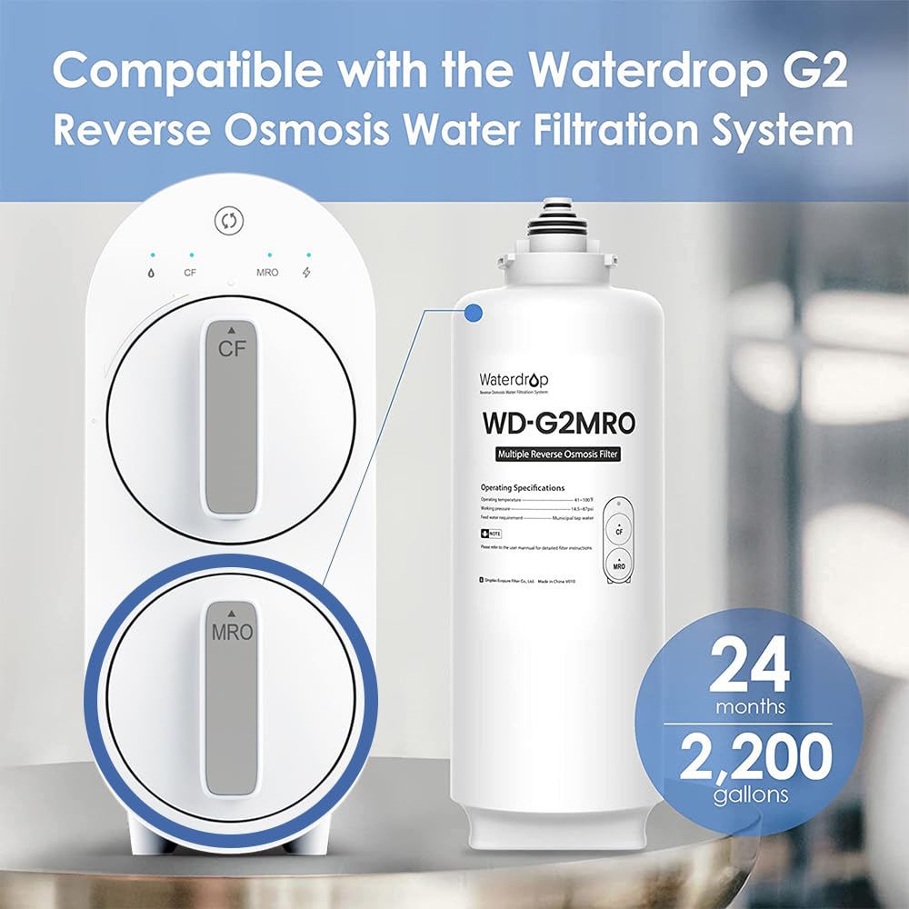 Waterdrop WD-G2MRO activated-carbon-block component, enhances flavor and impurity removal