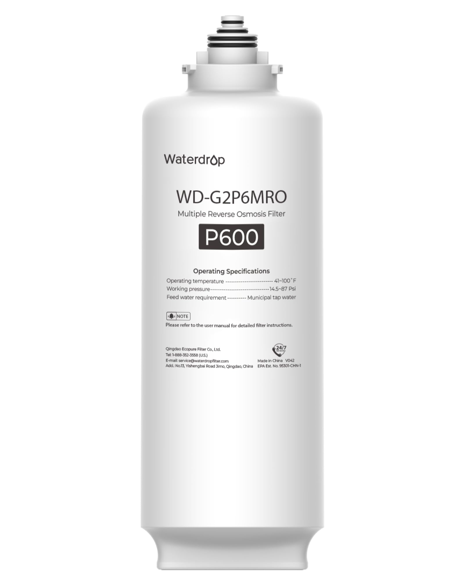 Waterdrop WD-G2P600-RO filter membrane shows ultra fine filtration for cleaner water